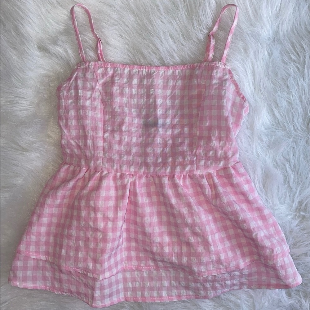 Pink Gingham Tank Top